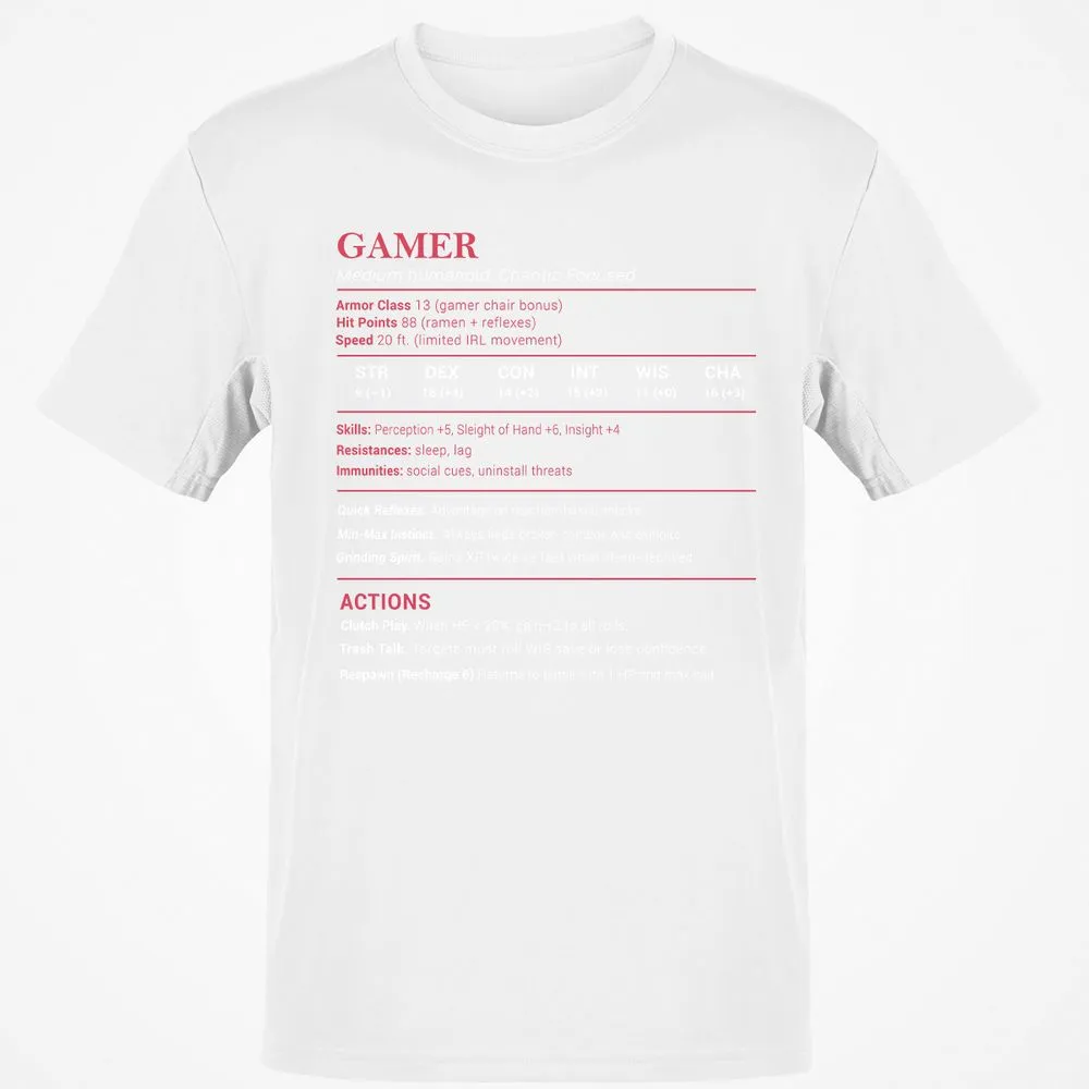 Gamer Stats Classic Unisex T-Shirt - White - 12