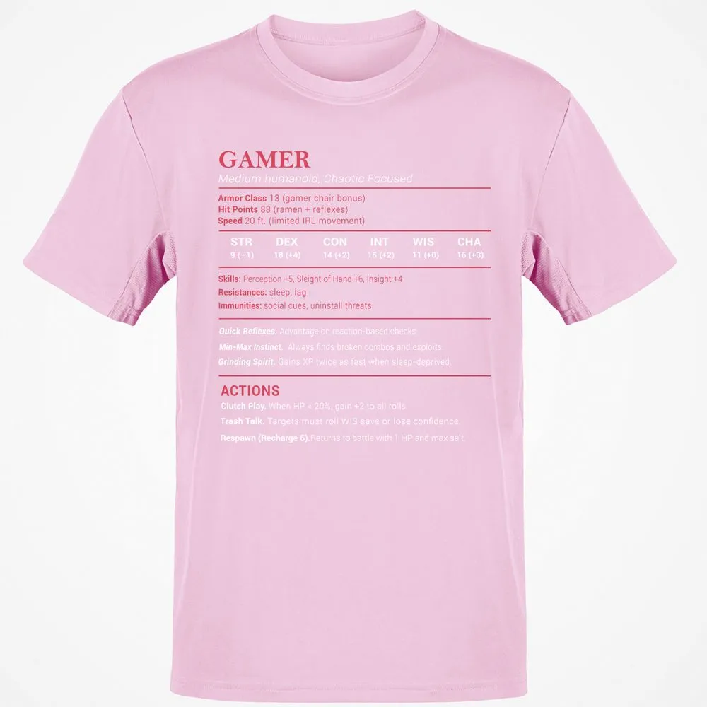 Gamer Stats Classic Unisex T-Shirt - Light Pink - 5