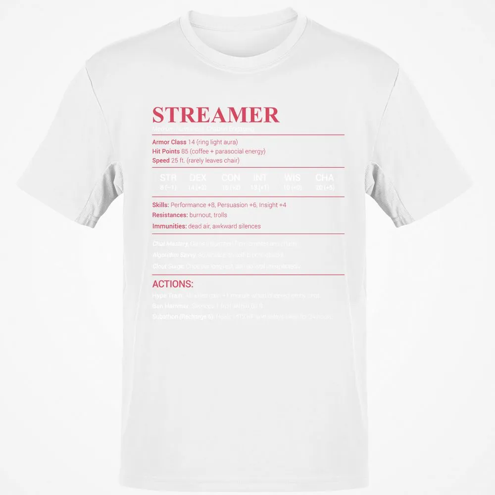 Streamer Stats Classic Unisex T-Shirt - White - 12