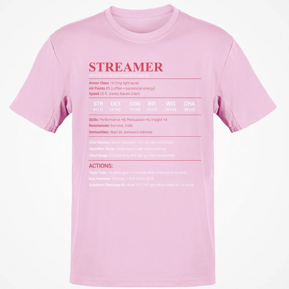 Streamer Stats Classic Unisex T-Shirt - Light Pink - 5