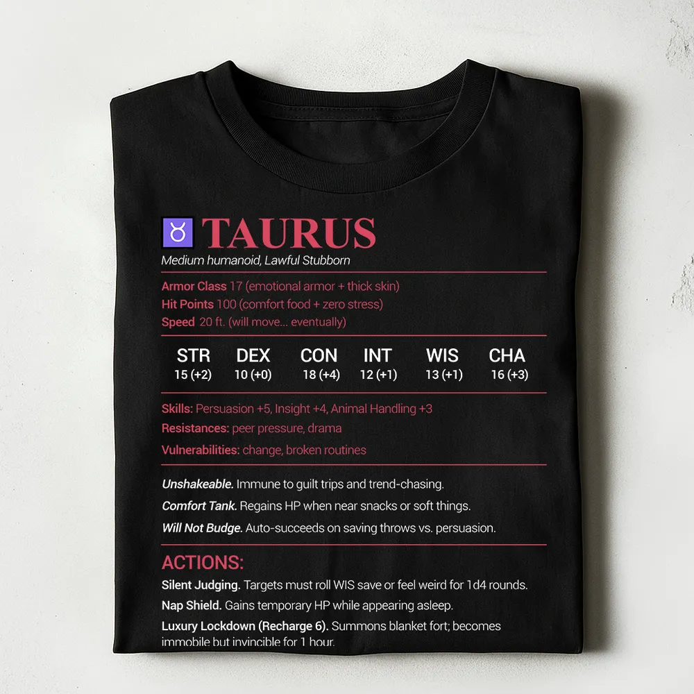 Taurus Stats Classic Unisex T-Shirt - 1