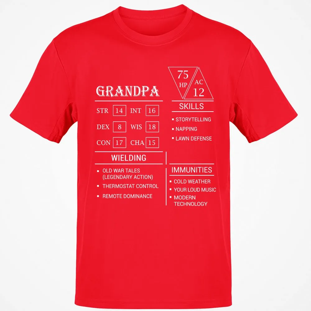 Grandpa Stats Classic Unisex T-Shirt - Red - 10
