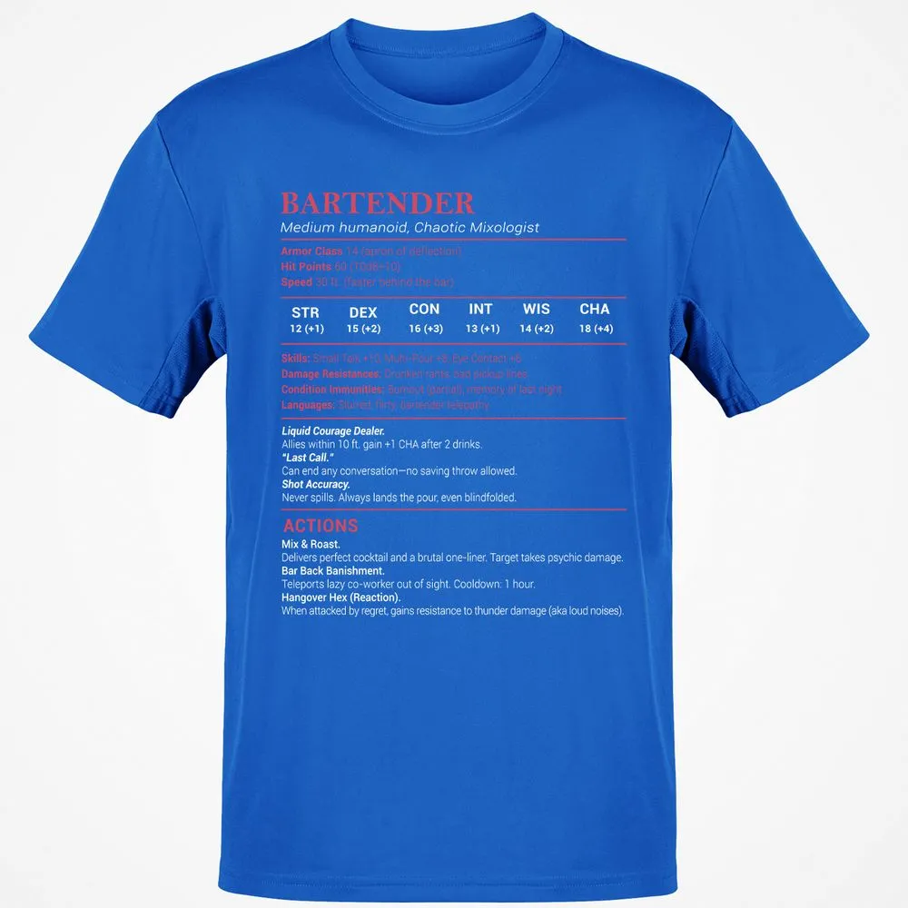 Bartender Stats Classic Unisex T-Shirt - Royal - 11