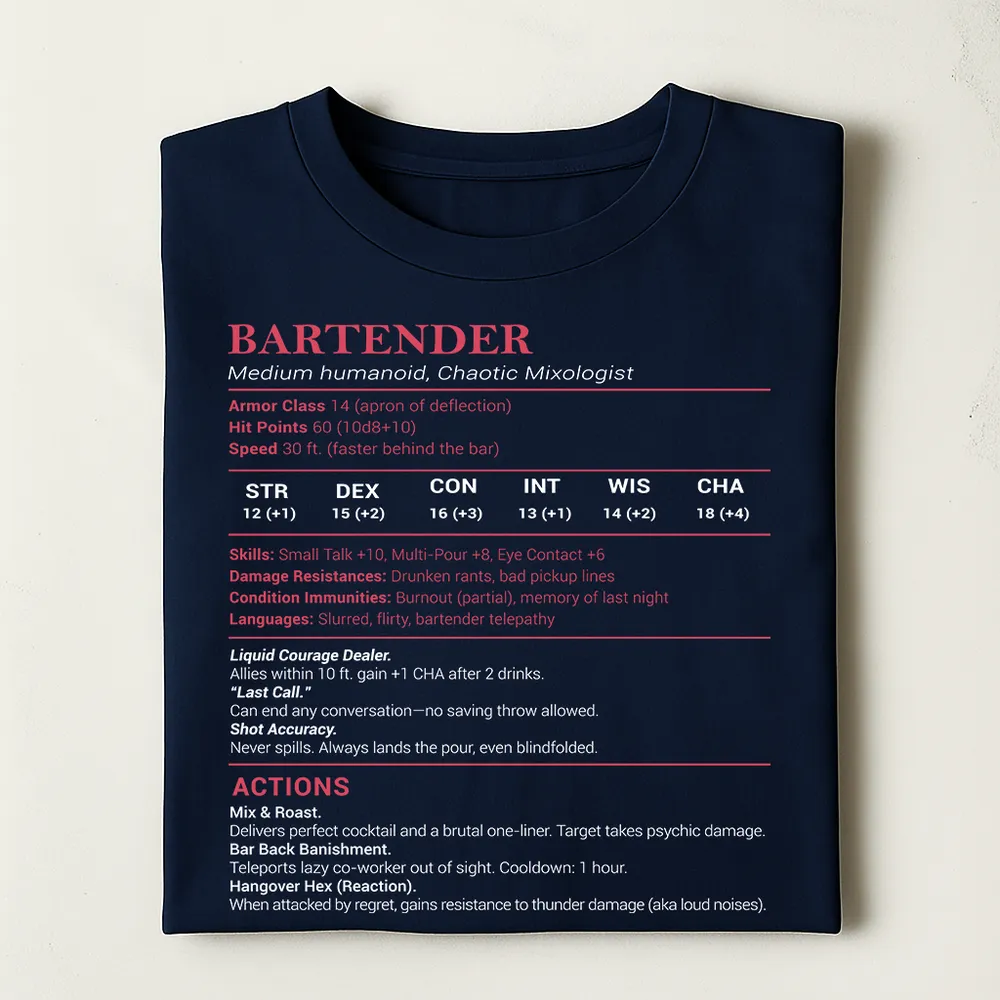 Bartender Stats Classic Unisex T-Shirt - 1
