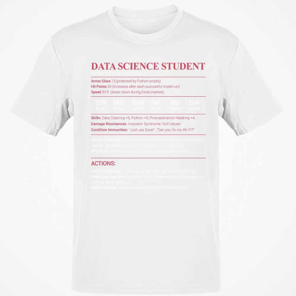 Data Science Student Classic Unisex T-Shirt - White - 12