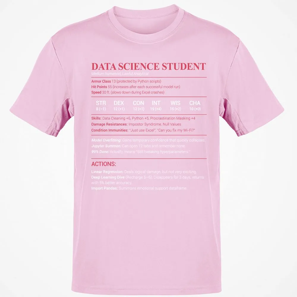 Data Science Student Classic Unisex T-Shirt - Light Pink - 5