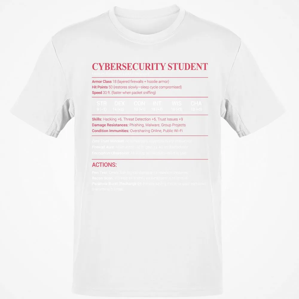 Cybersecurity Student Classic Unisex T-Shirt - White - 12