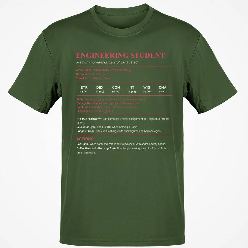 Engineering Student Classic Unisex T-Shirt - Military Green - 6
