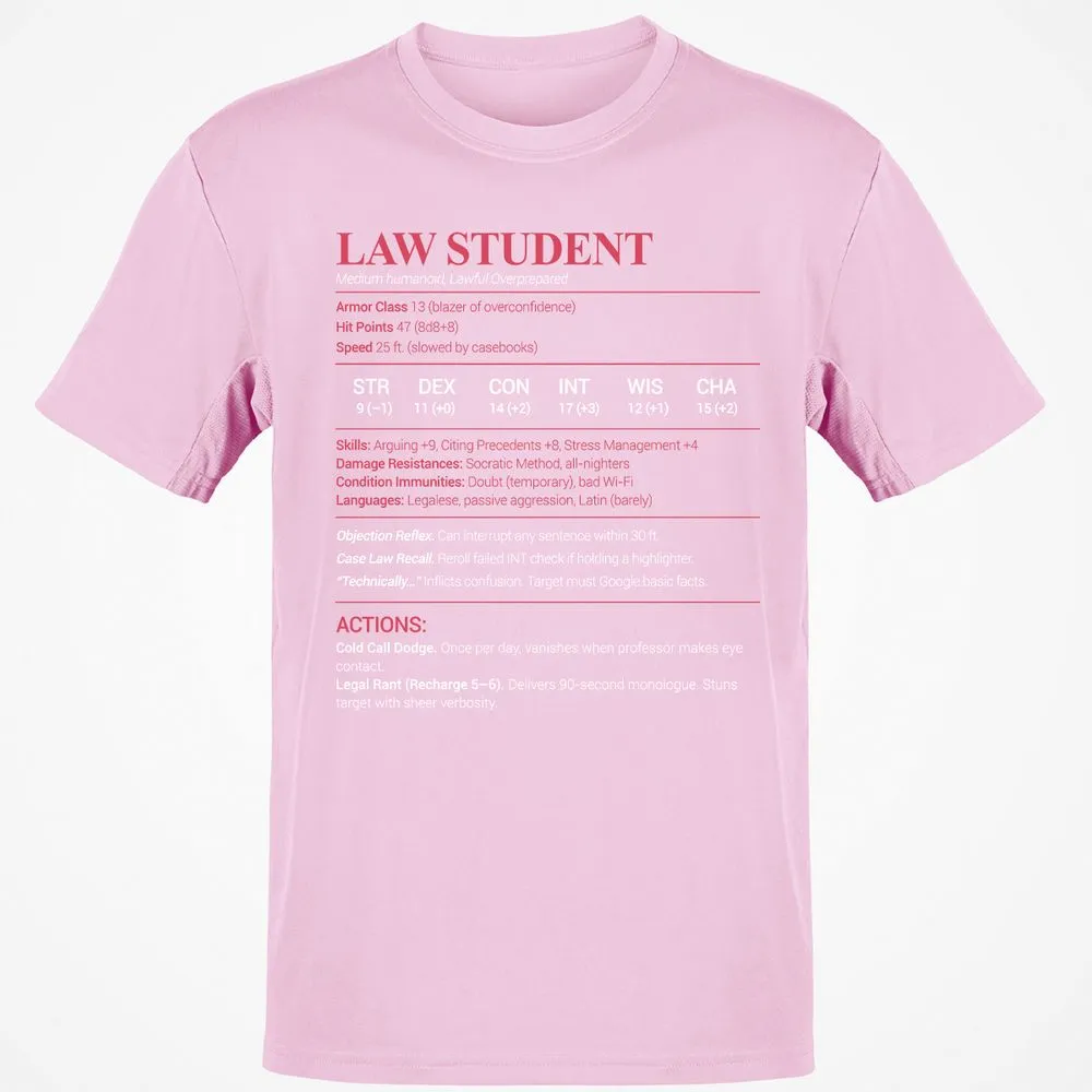 Law Student Classic Unisex T-Shirt - Light Pink - 5