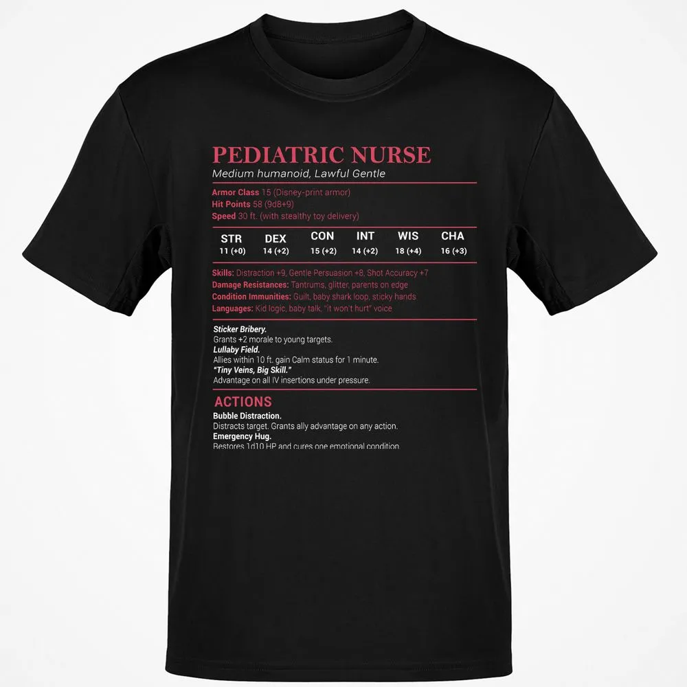 Pediatric Nurse Classic Unisex T-Shirt - Black - 1