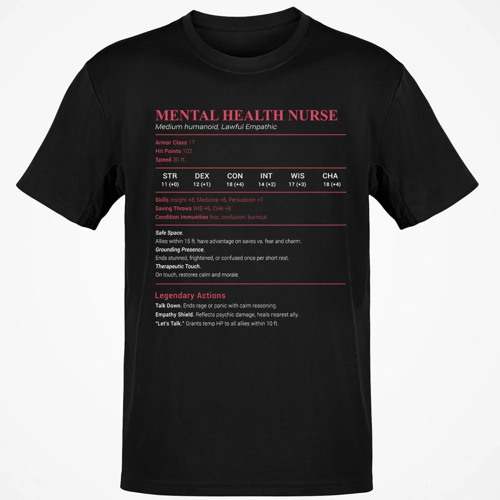 Mental Health Nurse Stats Classic Unisex T-Shirt - Black - 1