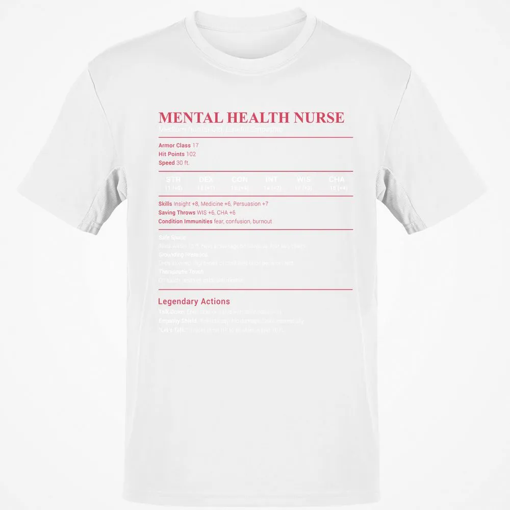 Mental Health Nurse Stats Classic Unisex T-Shirt - White - 12