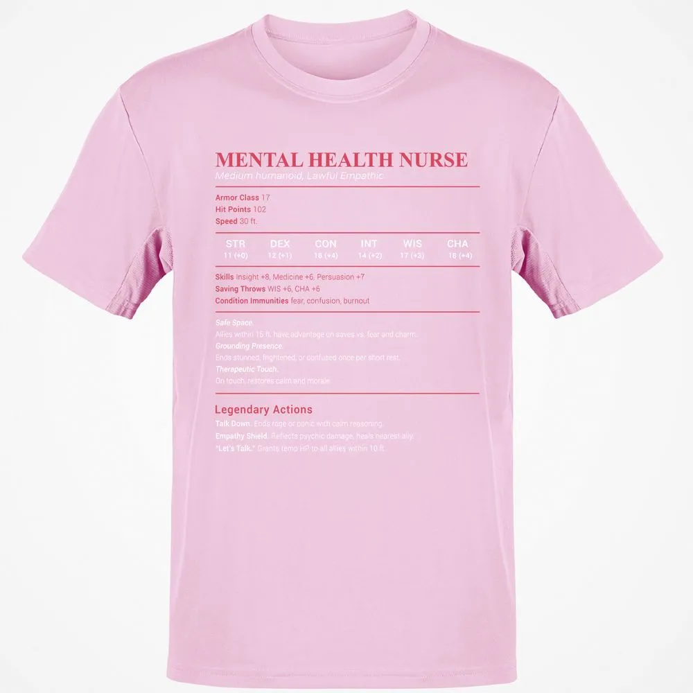 Mental Health Nurse Stats Classic Unisex T-Shirt - Light Pink - 5