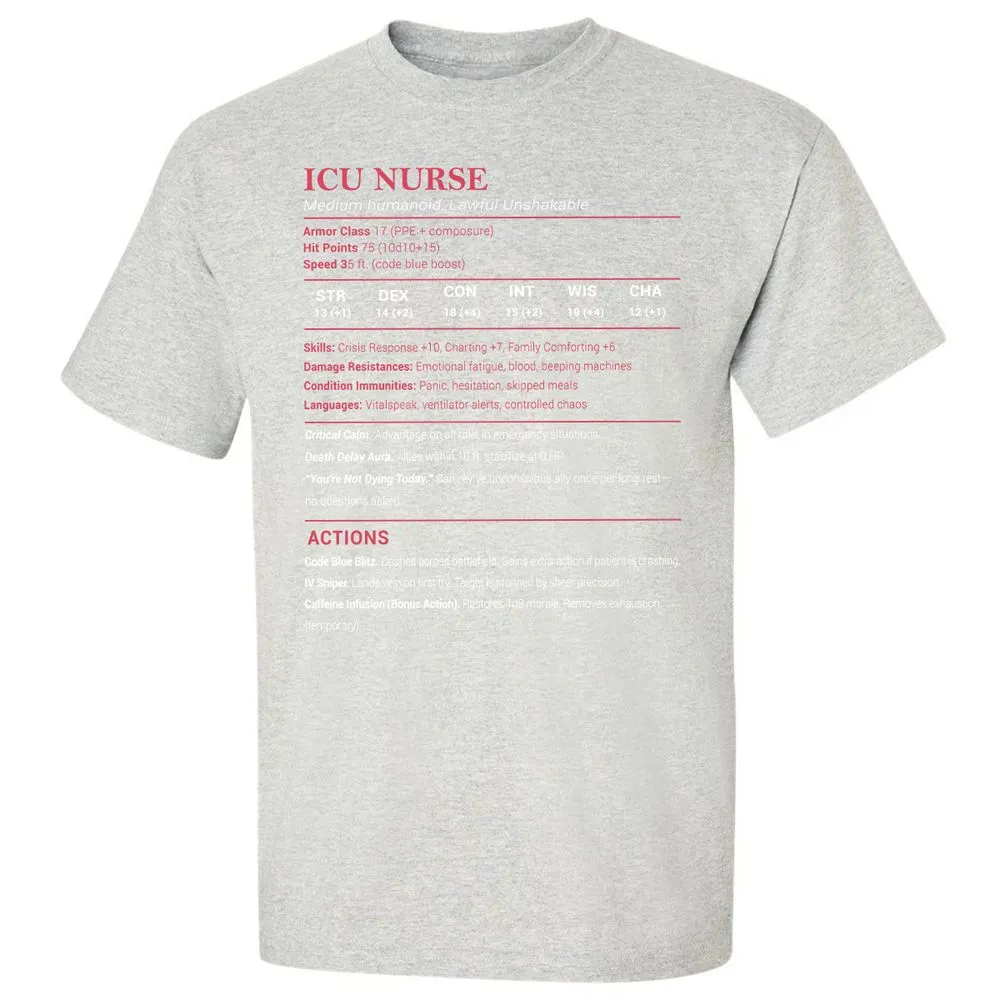 ICU Nurse Stats Classic Unisex T-Shirt - Ash - 2