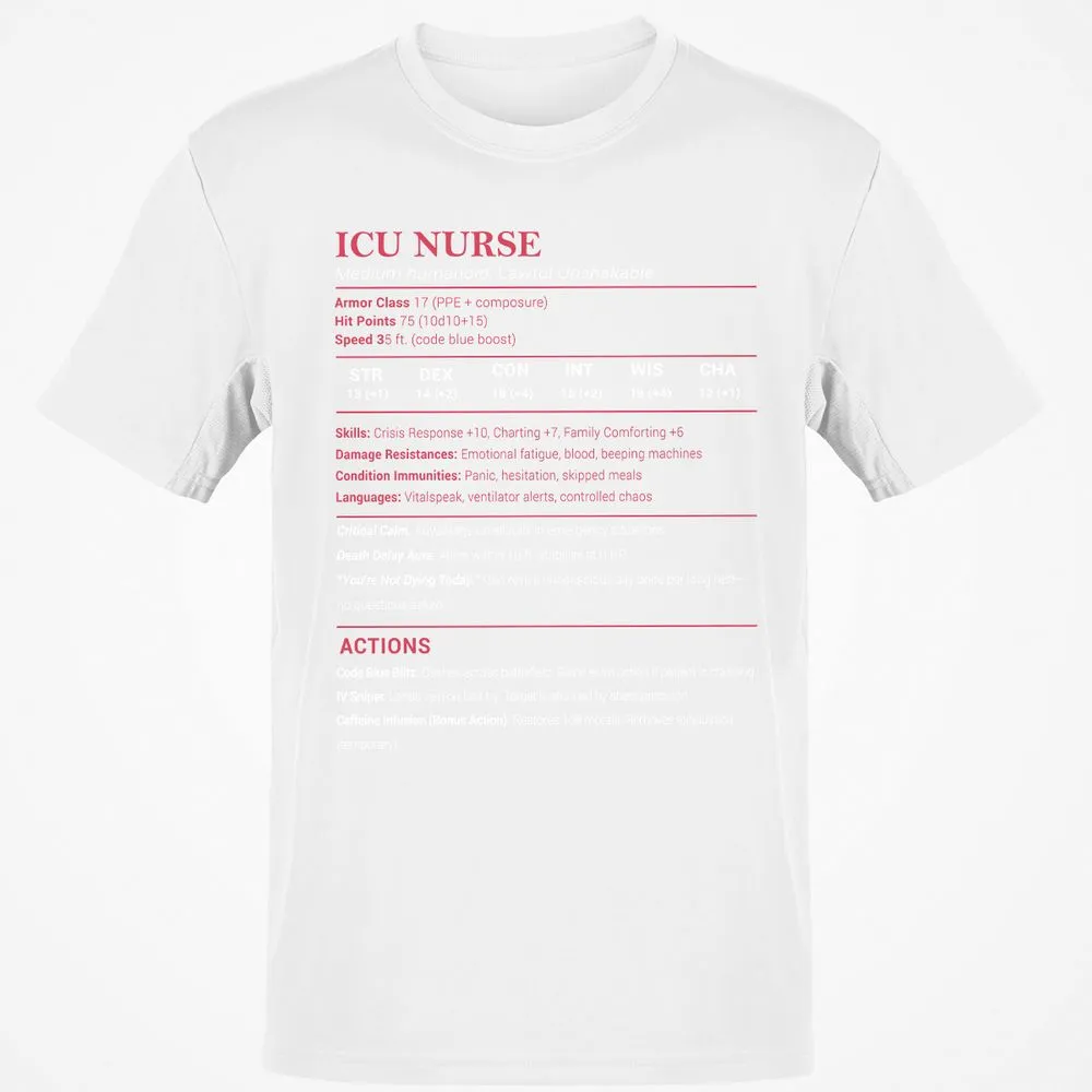 ICU Nurse Stats Classic Unisex T-Shirt - White - 12