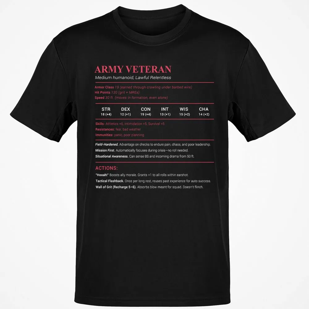 Army Veteran Classic Unisex T-Shirt - Black - 1