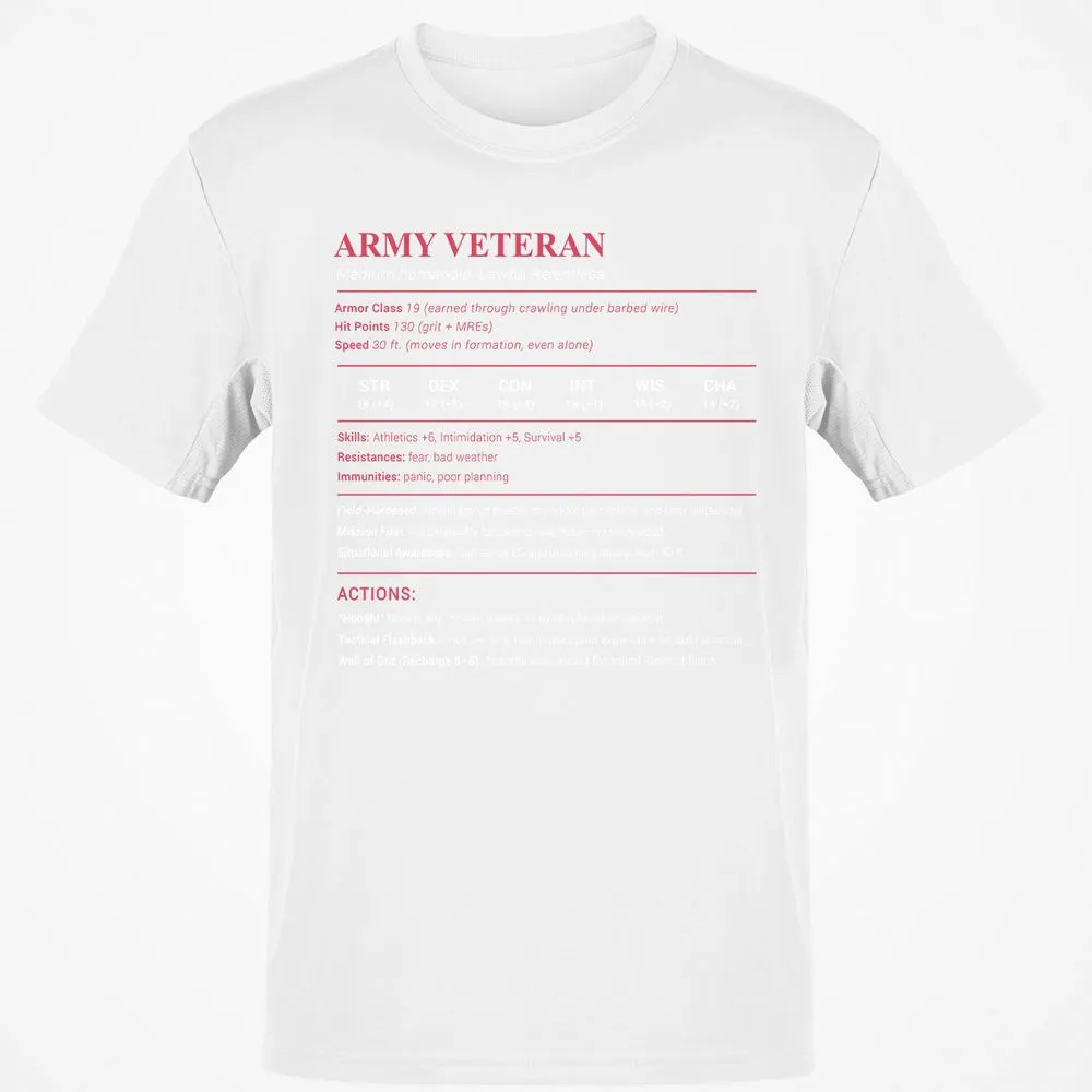 Army Veteran Classic Unisex T-Shirt - White - 12