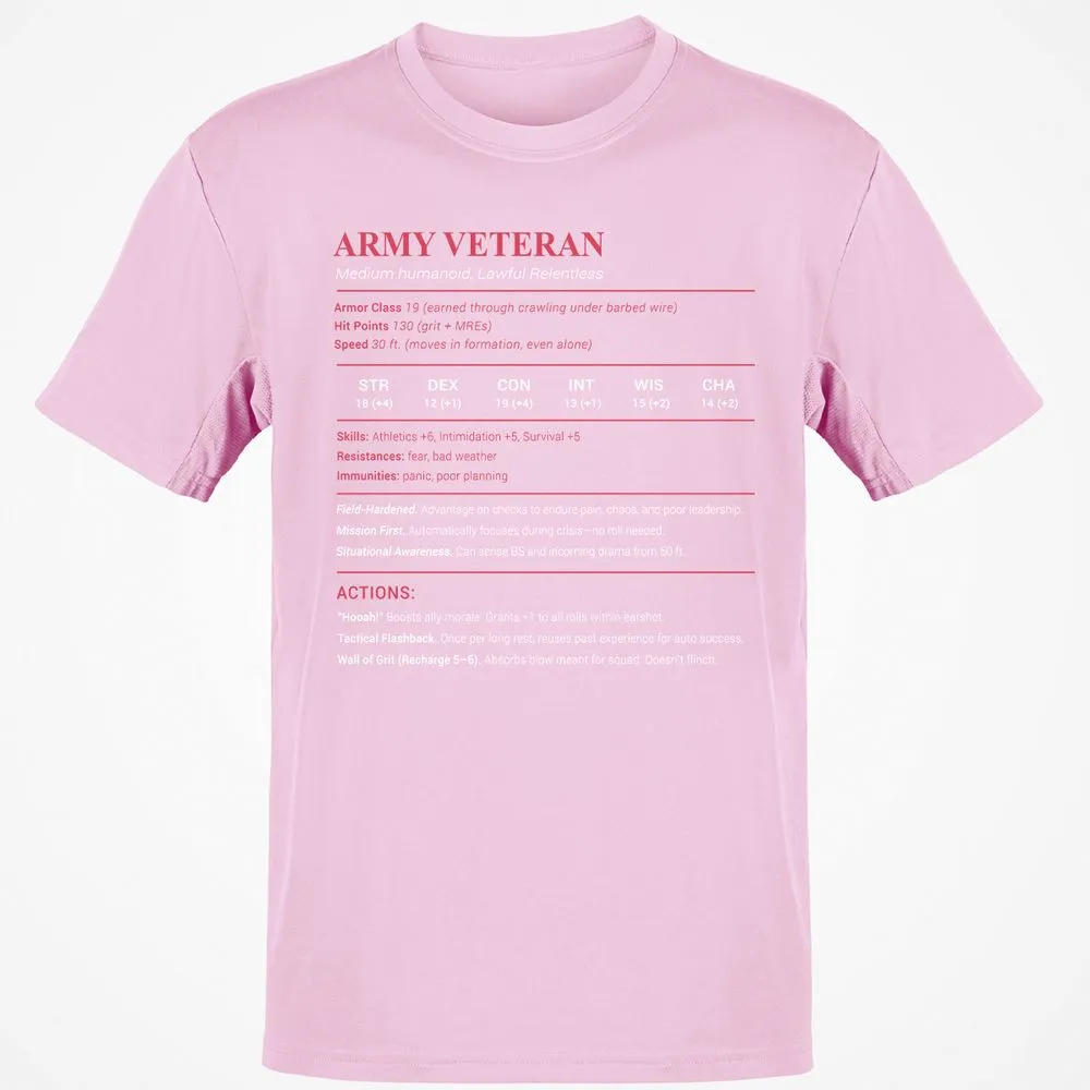 Army Veteran Classic Unisex T-Shirt - Light Pink - 5