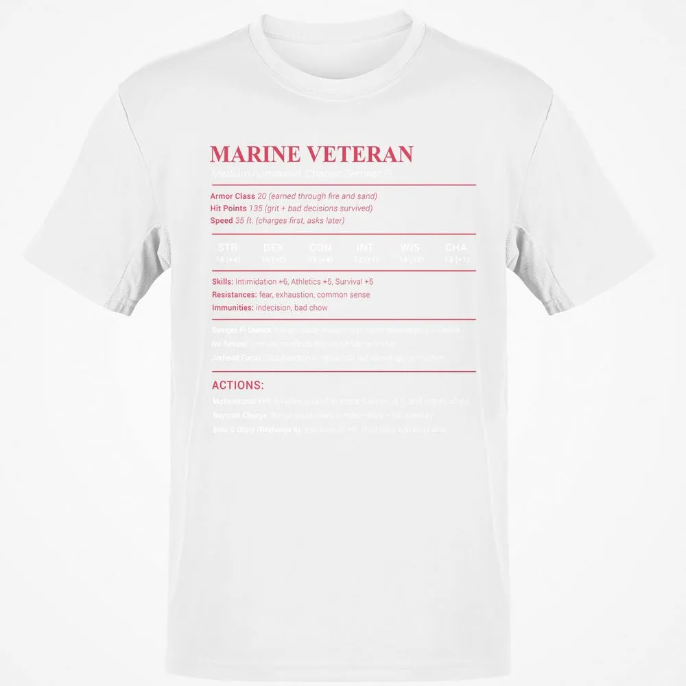 Marine Veteran Classic Unisex T-Shirt - White - 12