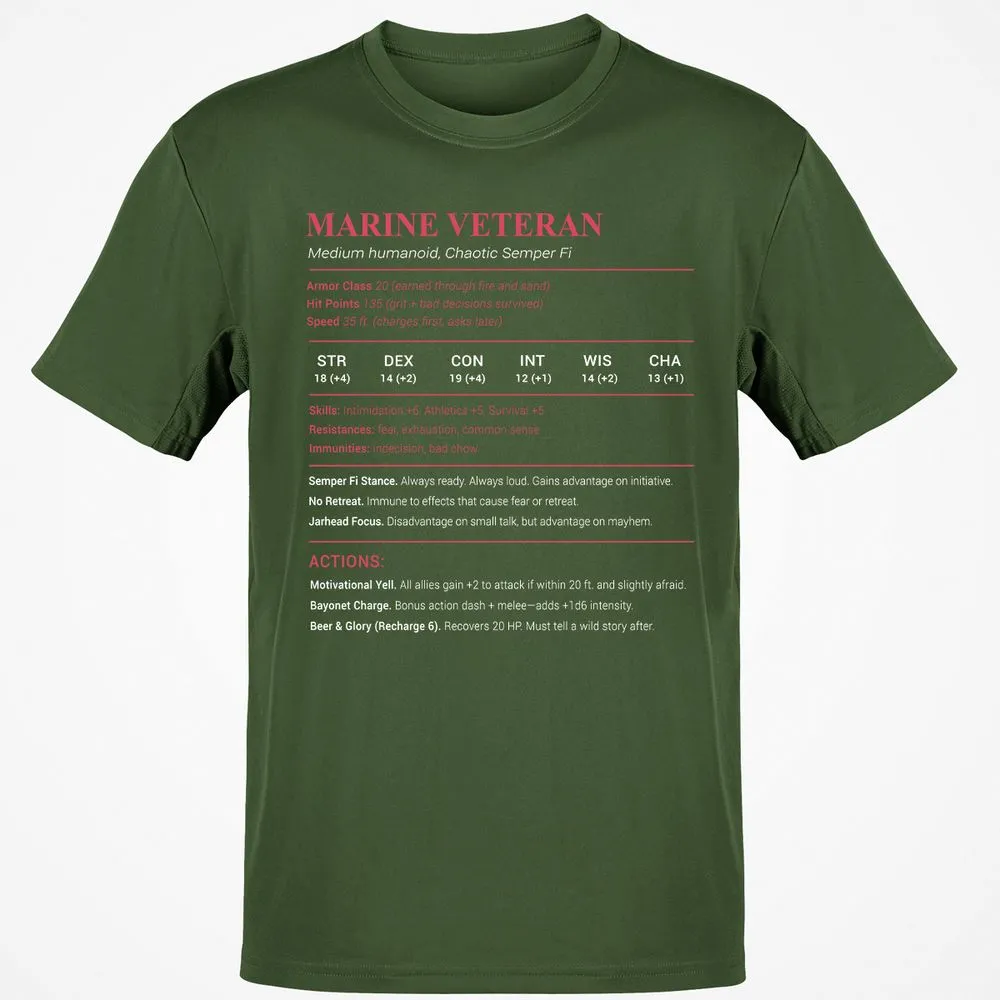 Marine Veteran Classic Unisex T-Shirt - Military Green - 6