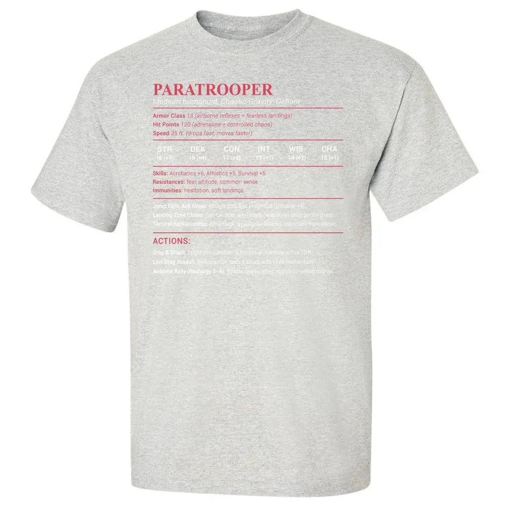 Paratrooper Stats Classic Unisex T-Shirt - Ash - 2