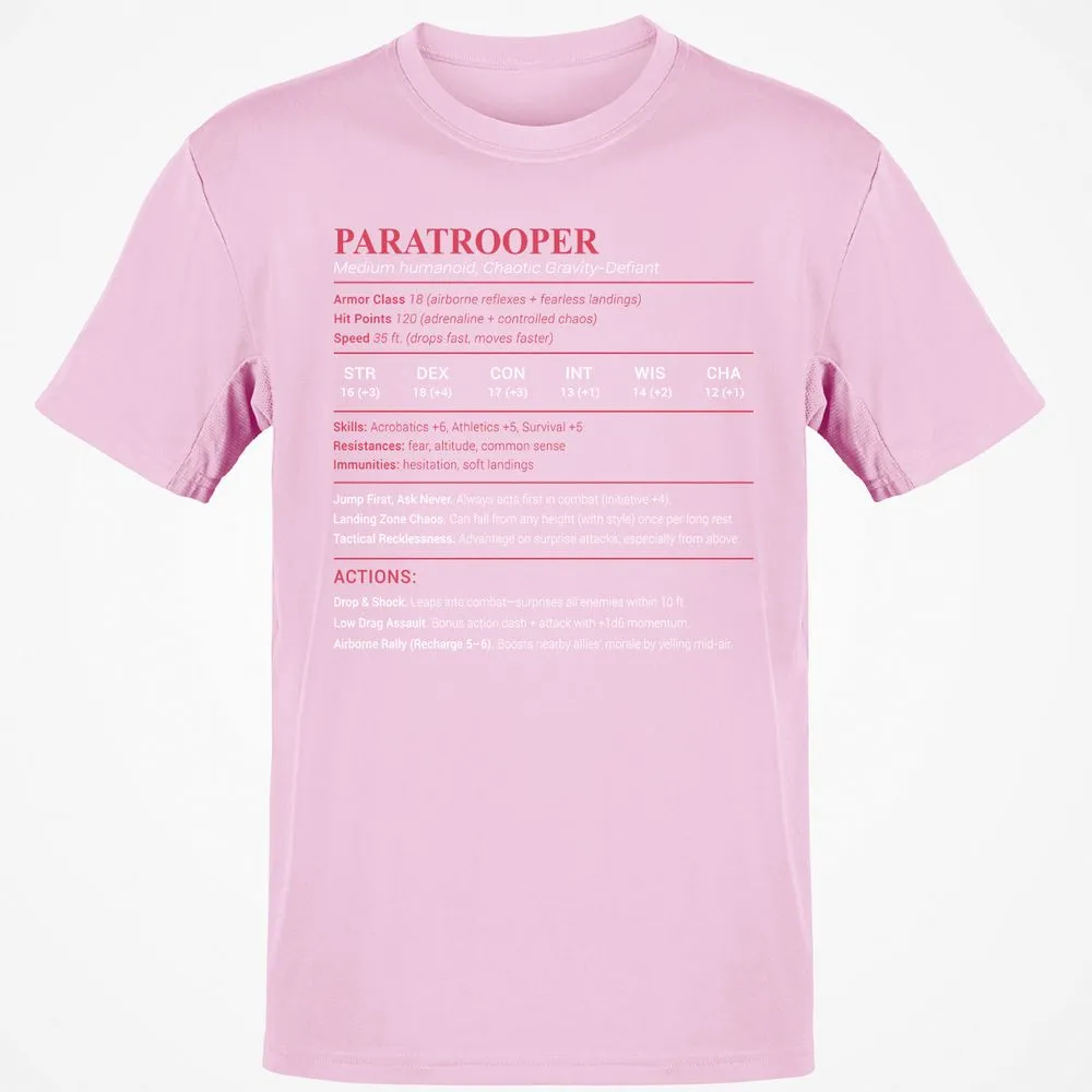 Paratrooper Stats Classic Unisex T-Shirt - Light Pink - 5