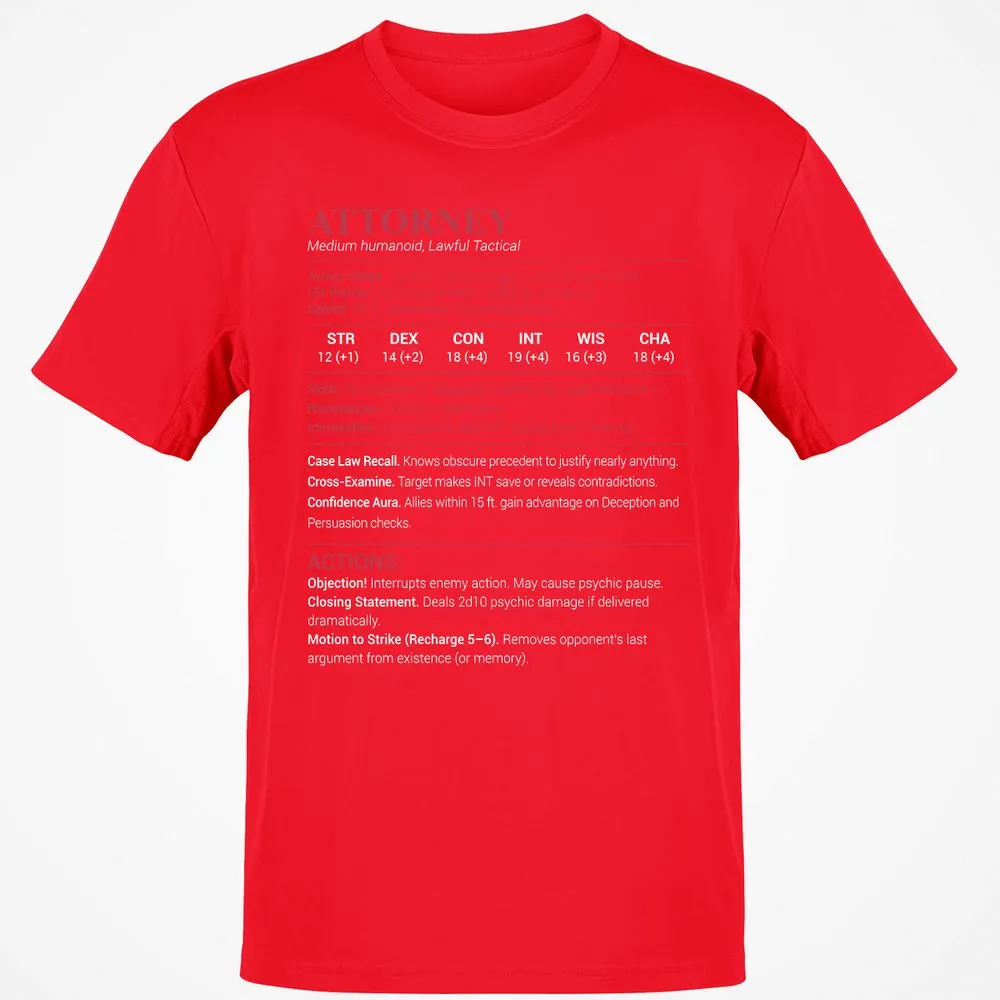 Attorney Stats Classic Unisex T-Shirt - Red - 10