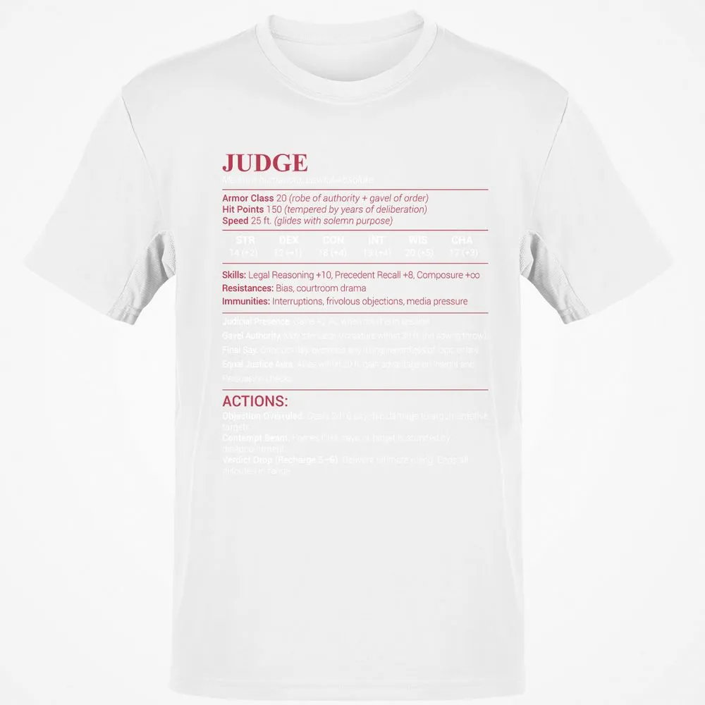 Judge Stats Classic Unisex T-Shirt - White - 12