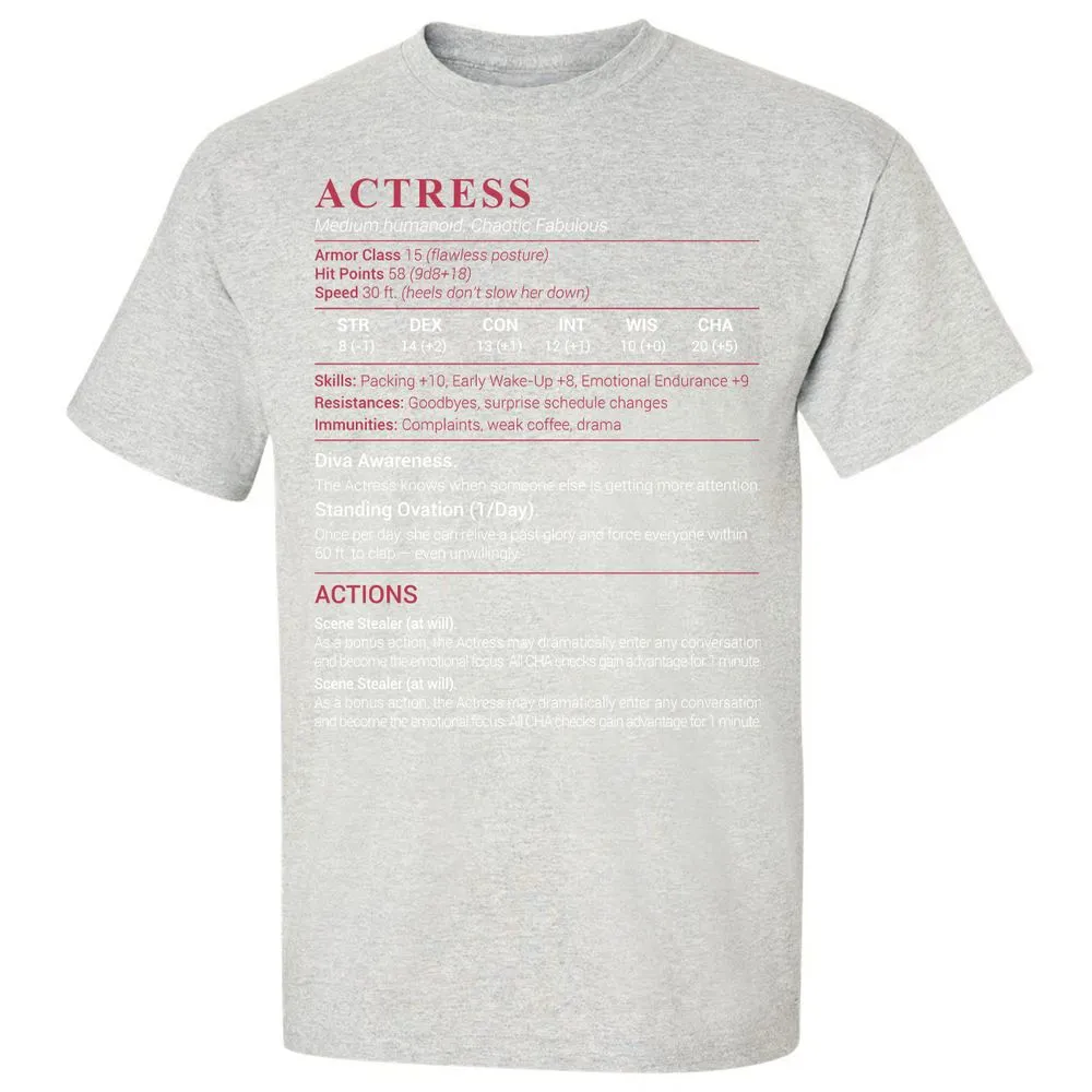 Actress Stats Classic Unisex T-Shirt - Ash - 2
