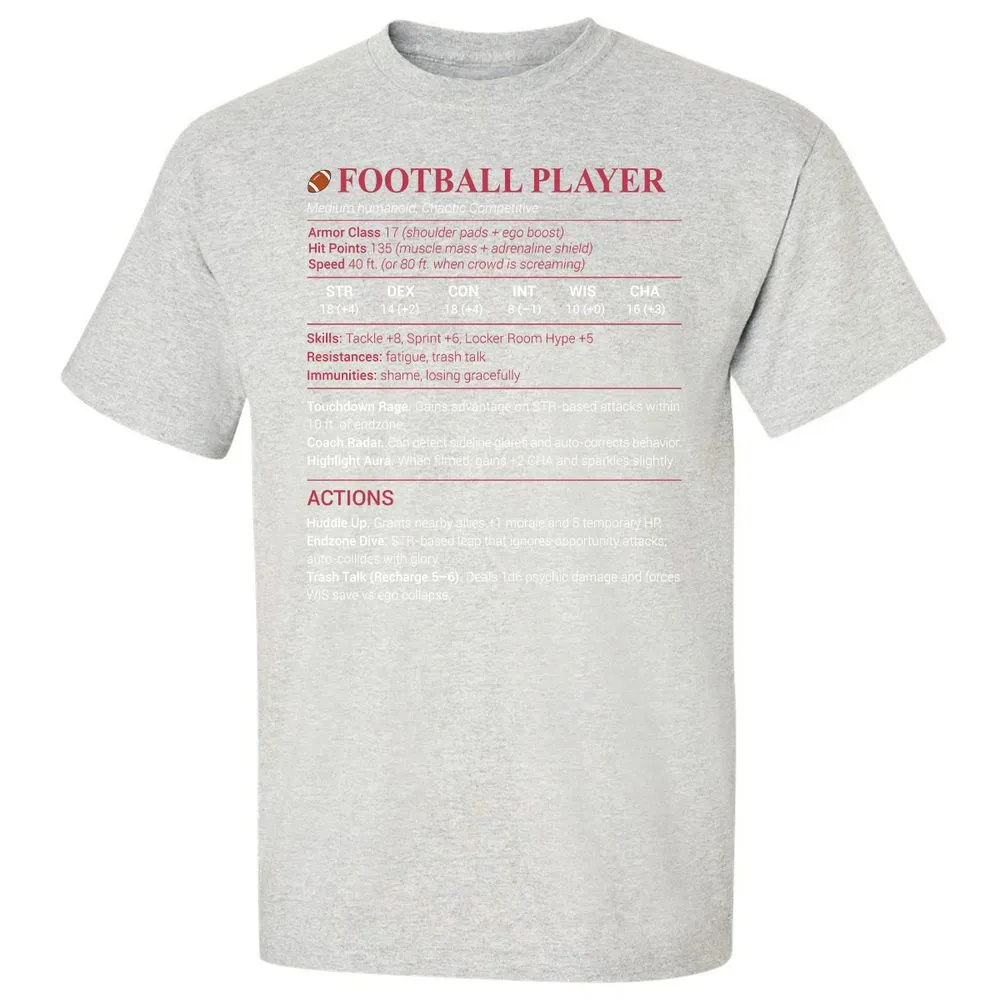Football Player Classic Unisex T-Shirt - Ash - 2