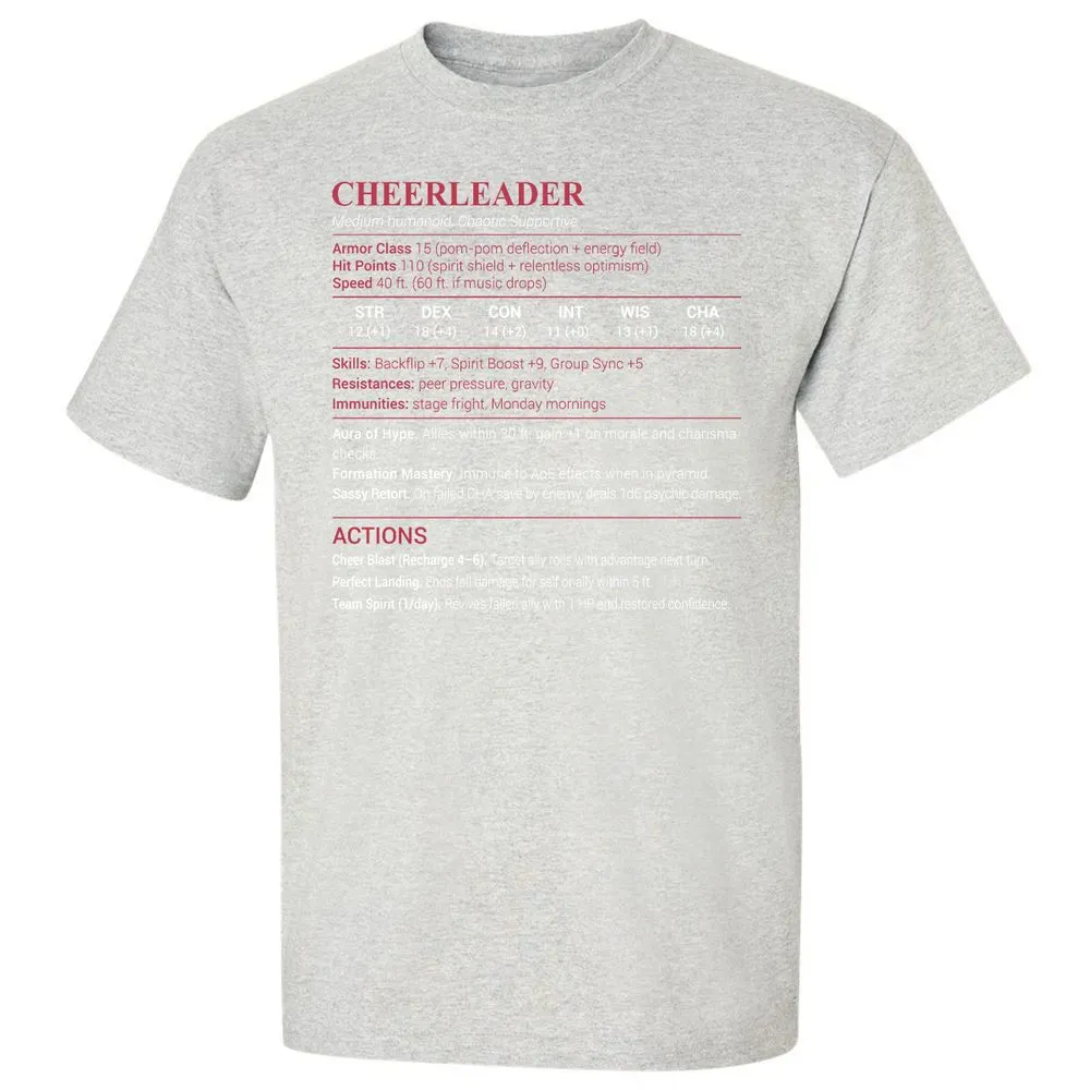 Cheerleader Stats Classic Unisex T-Shirt - Ash - 2