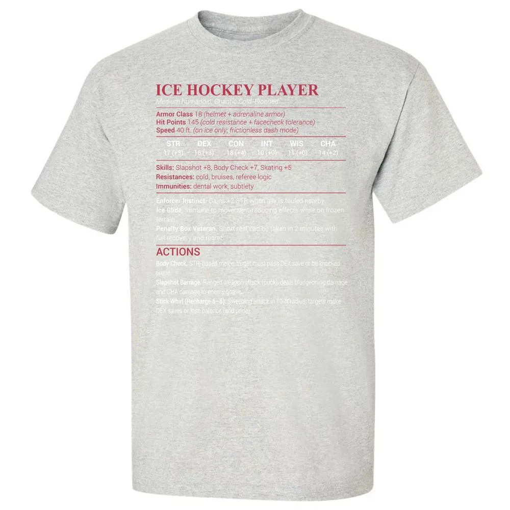 Ice Hockey Player Classic Unisex T-Shirt - Ash - 2