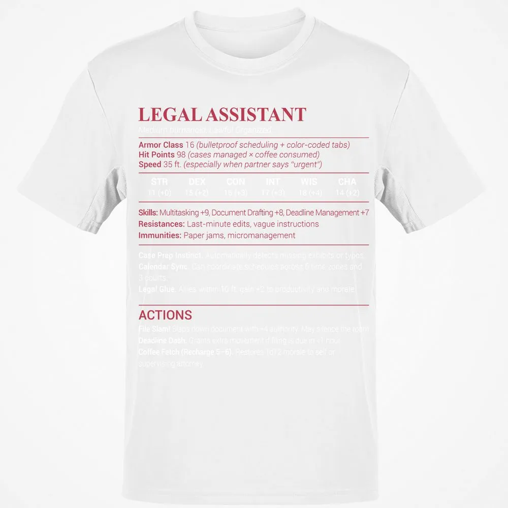 Legal Assistant Classic Unisex T-Shirt - White - 12