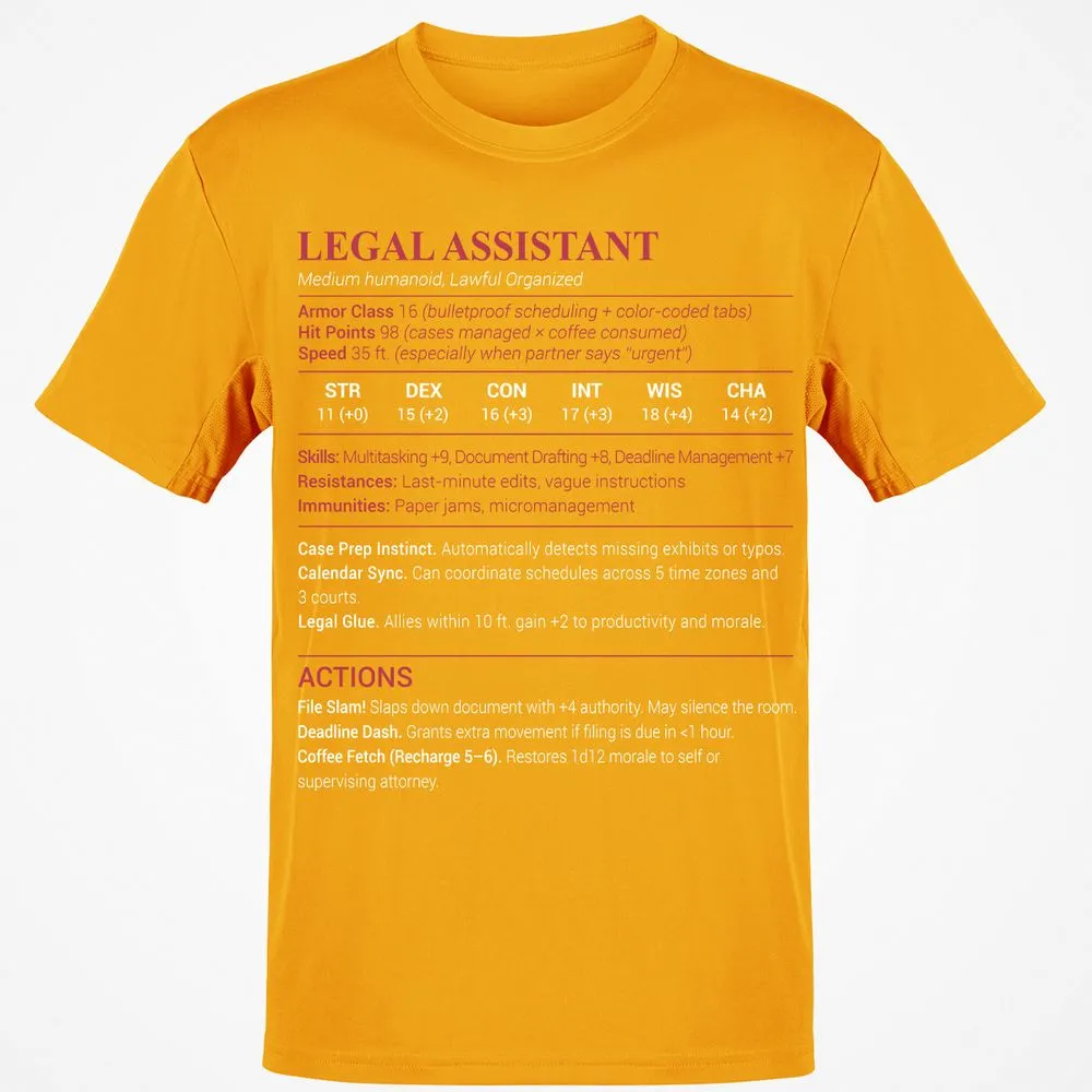 Legal Assistant Classic Unisex T-Shirt - Gold - 4