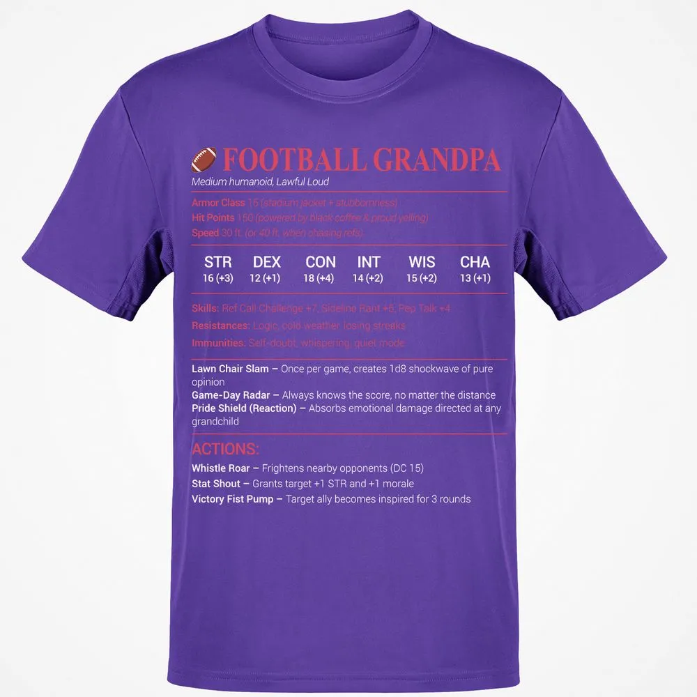 Football Grandpa Classic Unisex T-Shirt - Purple - 9