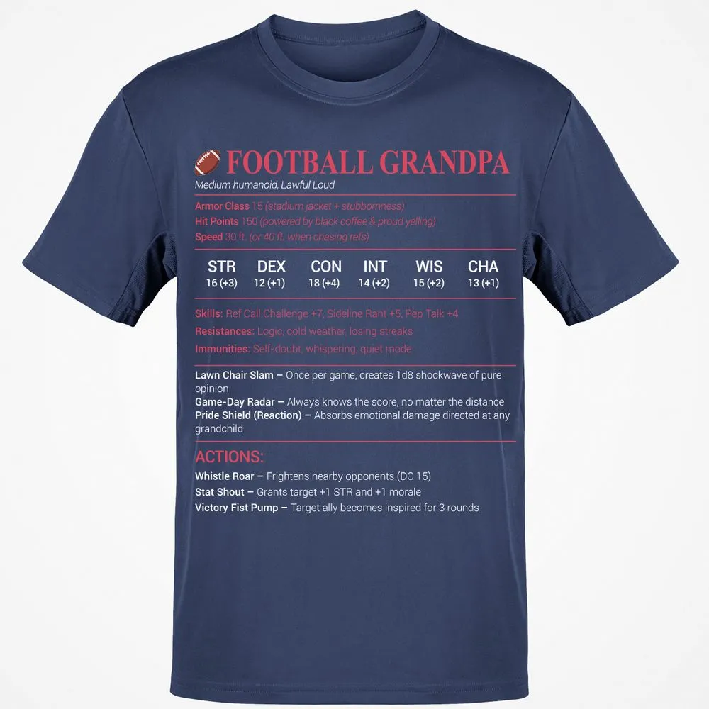 Football Grandpa Classic Unisex T-Shirt - Navy - 7
