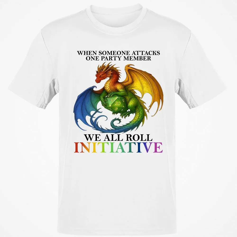 Dragon We All Roll For Initiative Classic Unisex T-Shirt - White - 12