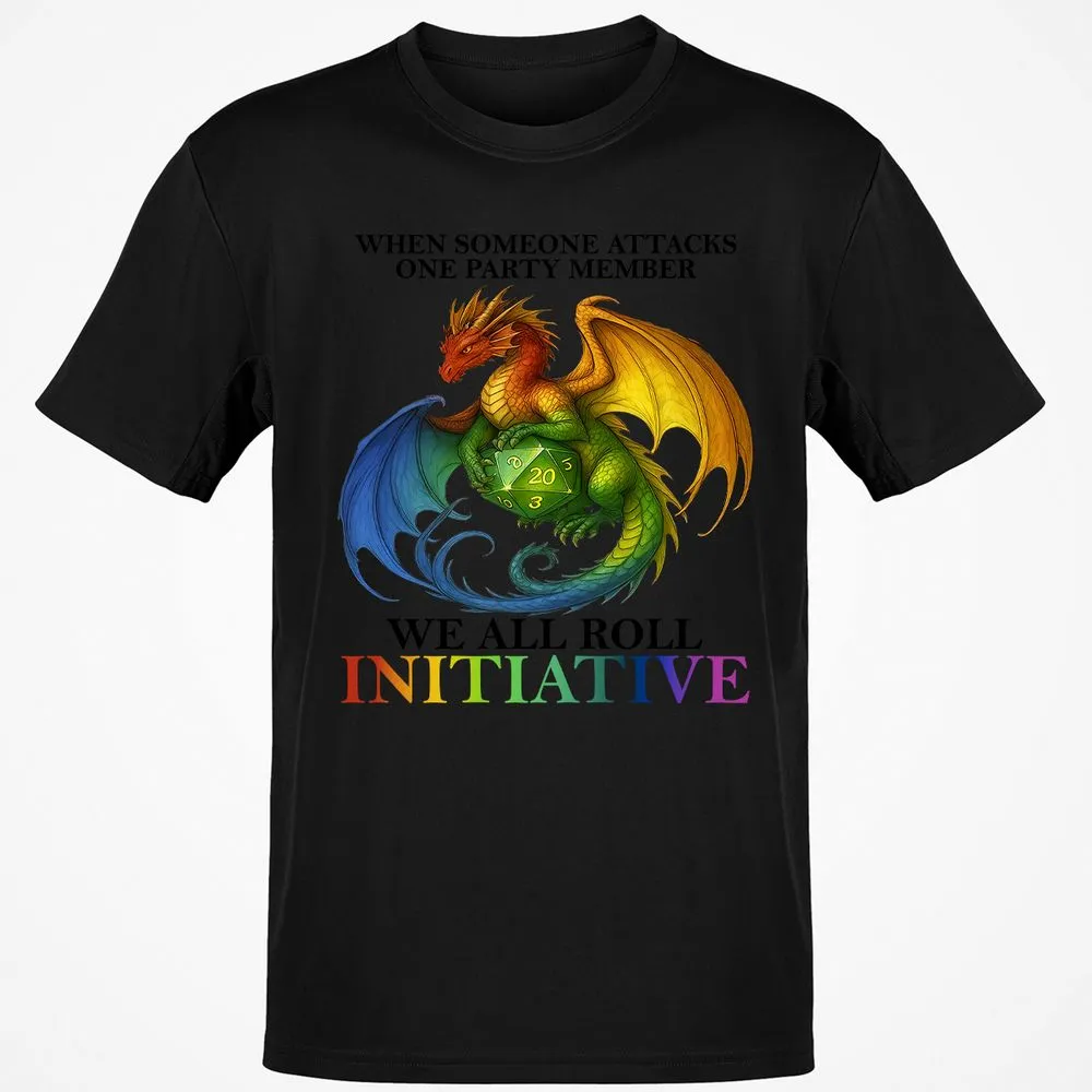 Dragon We All Roll For Initiative Classic Unisex T-Shirt - Black - 1