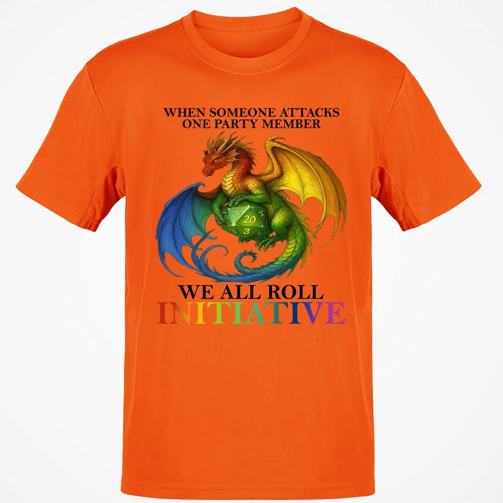 Dragon We All Roll For Initiative Classic Unisex T-Shirt - Orange - 8