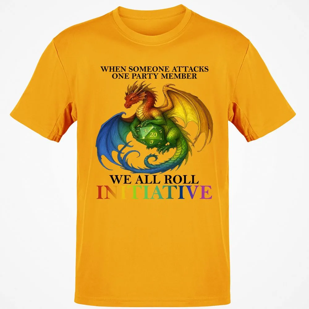 Dragon We All Roll For Initiative Classic Unisex T-Shirt - Gold - 4