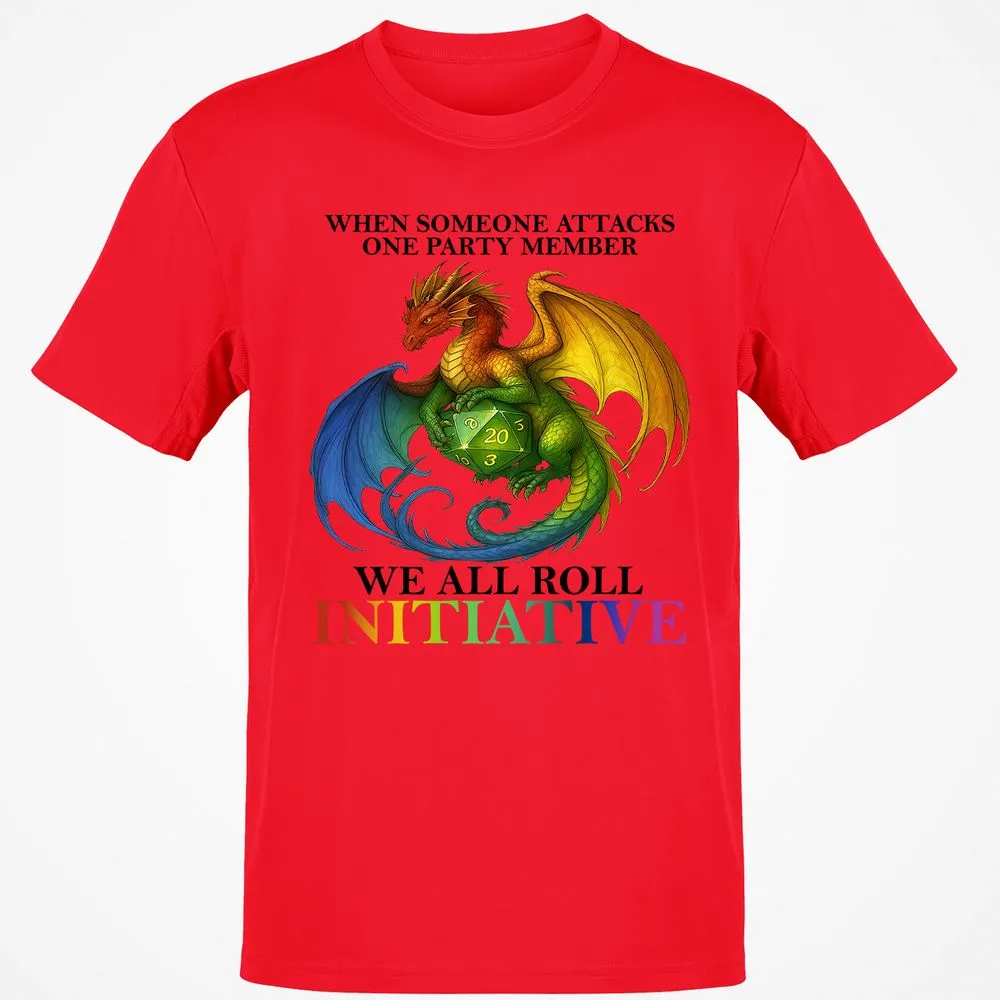 Dragon We All Roll For Initiative Classic Unisex T-Shirt - Red - 10
