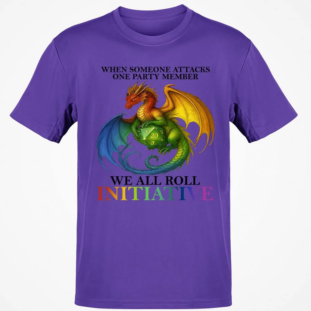Dragon We All Roll For Initiative Classic Unisex T-Shirt - Purple - 9