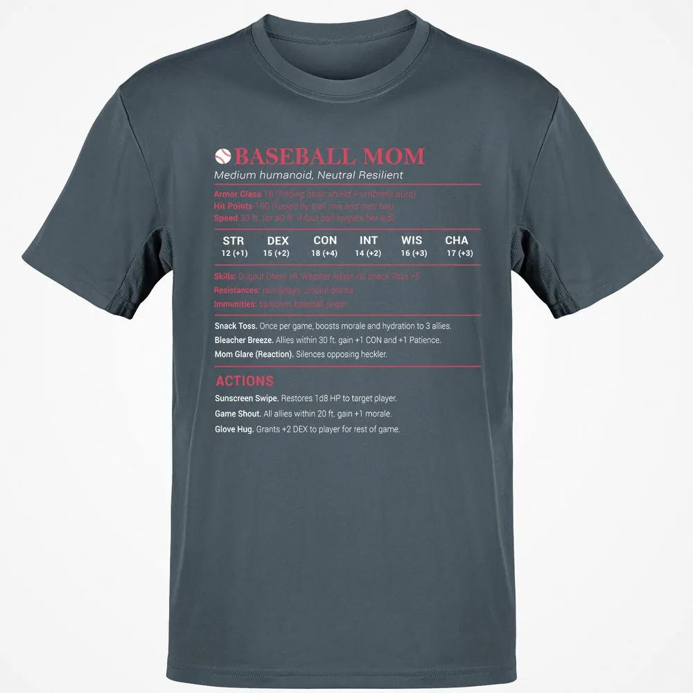 Baseball Mom Classic Unisex T-Shirt - Charcoal - 3