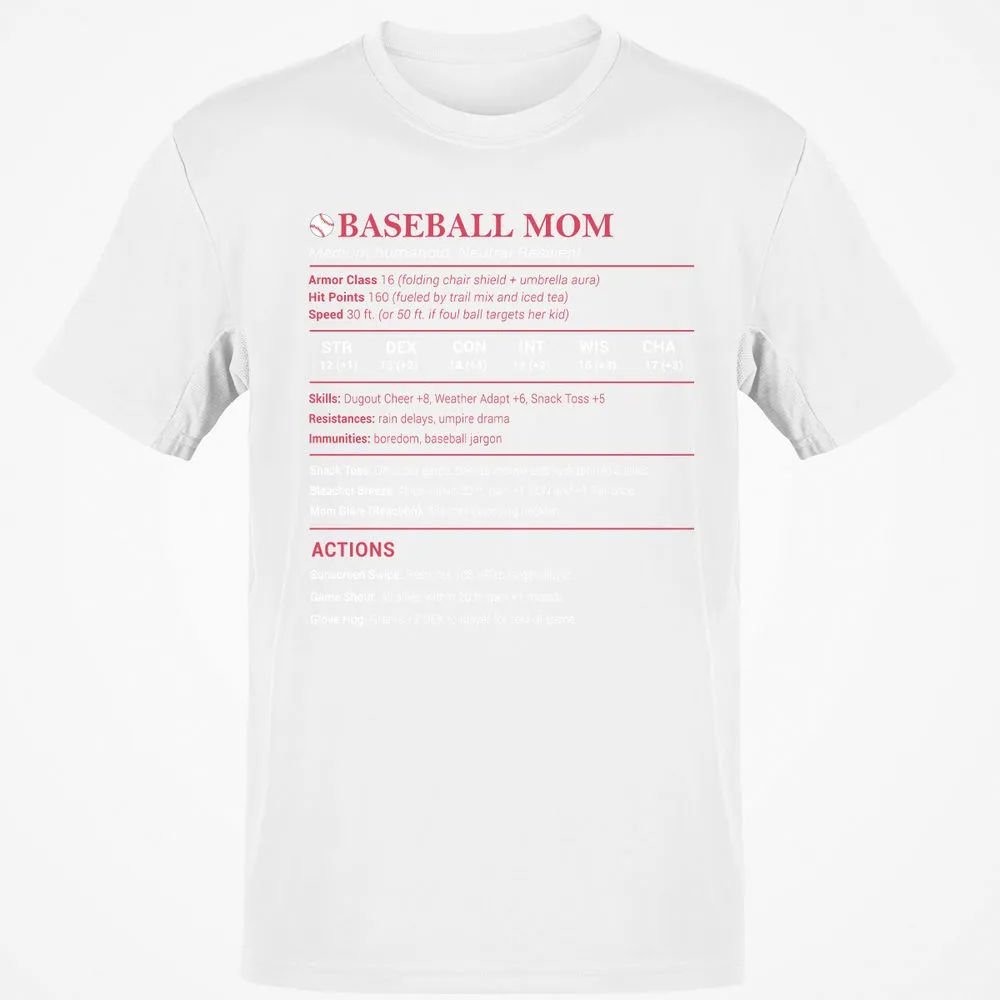 Baseball Mom Classic Unisex T-Shirt - White - 12