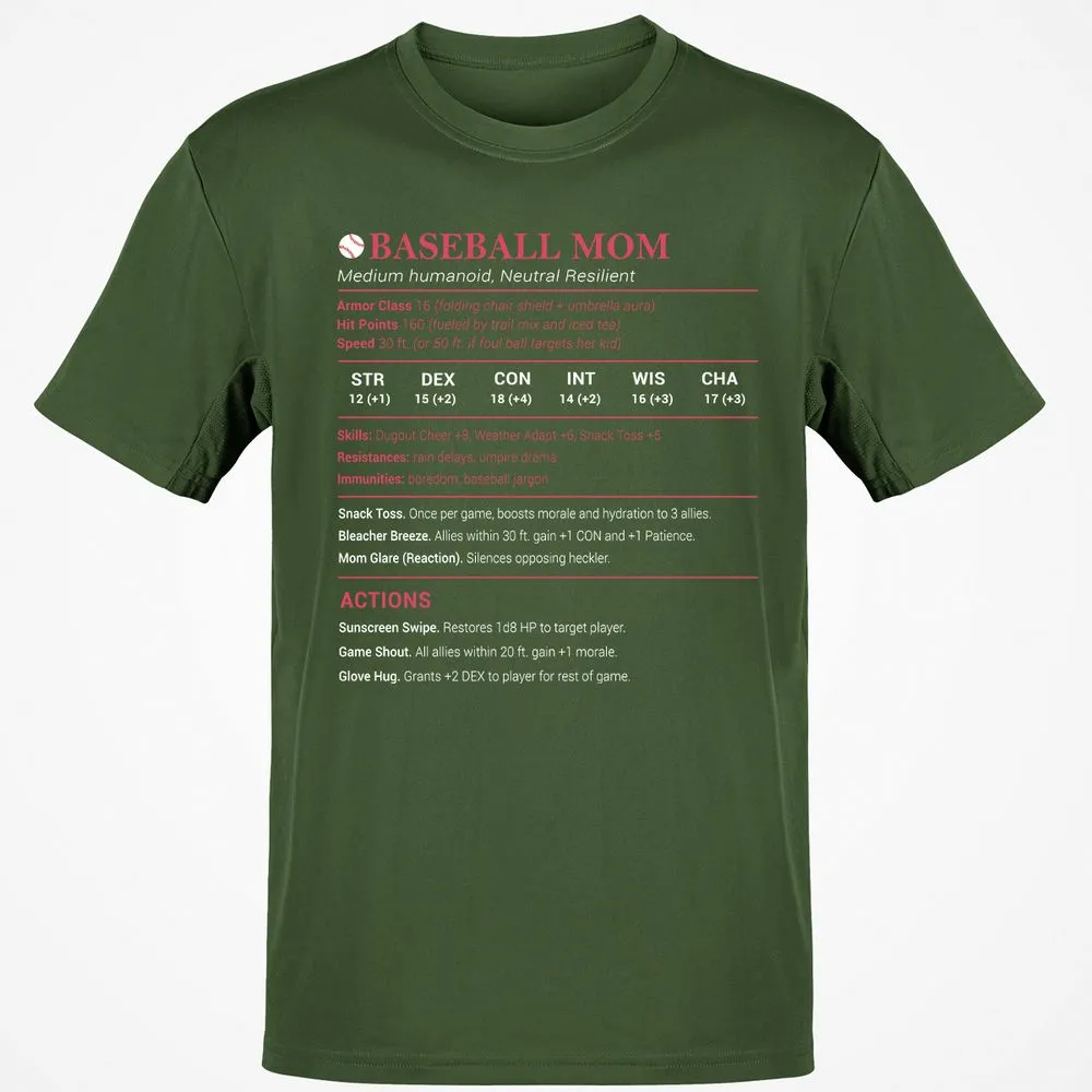 Baseball Mom Classic Unisex T-Shirt - Military Green - 6