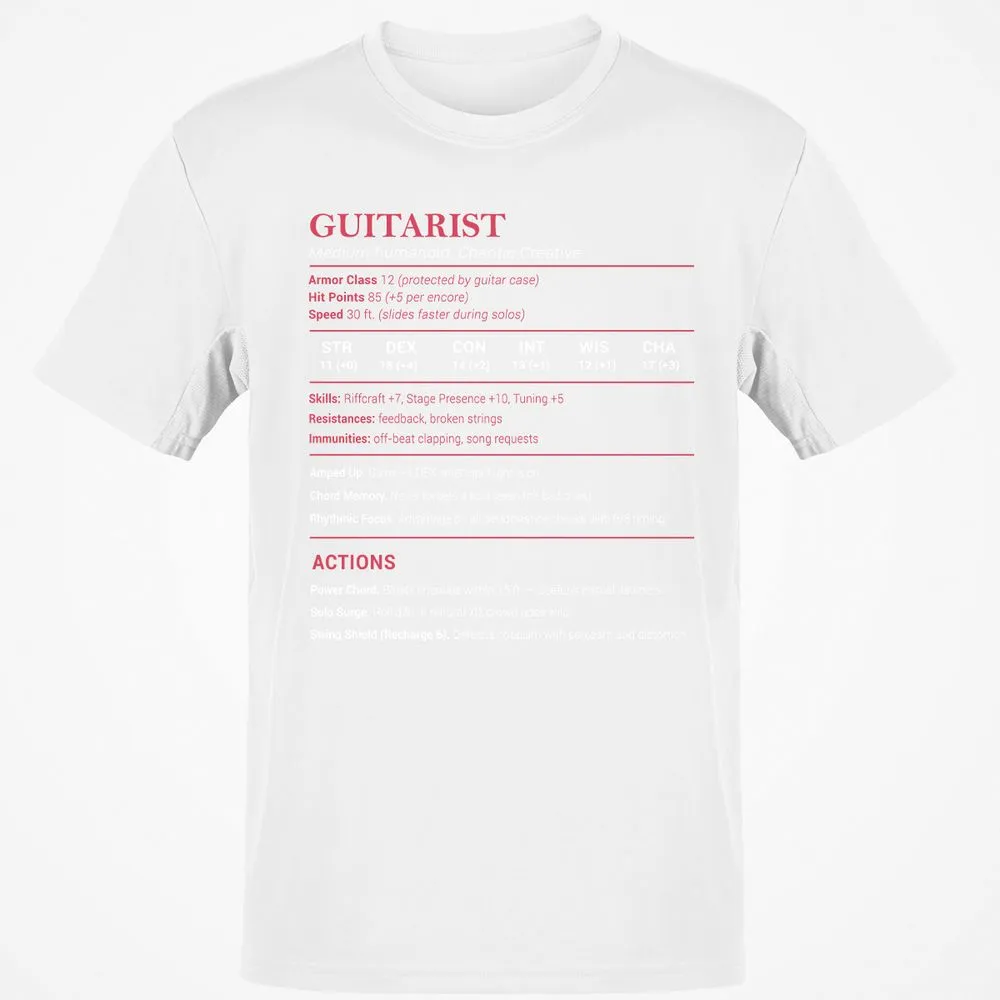 Guitarist Stats Classic Unisex T-Shirt - White - 12