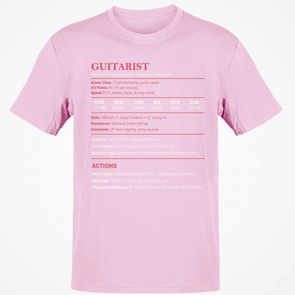 Guitarist Stats Classic Unisex T-Shirt - Light Pink - 5
