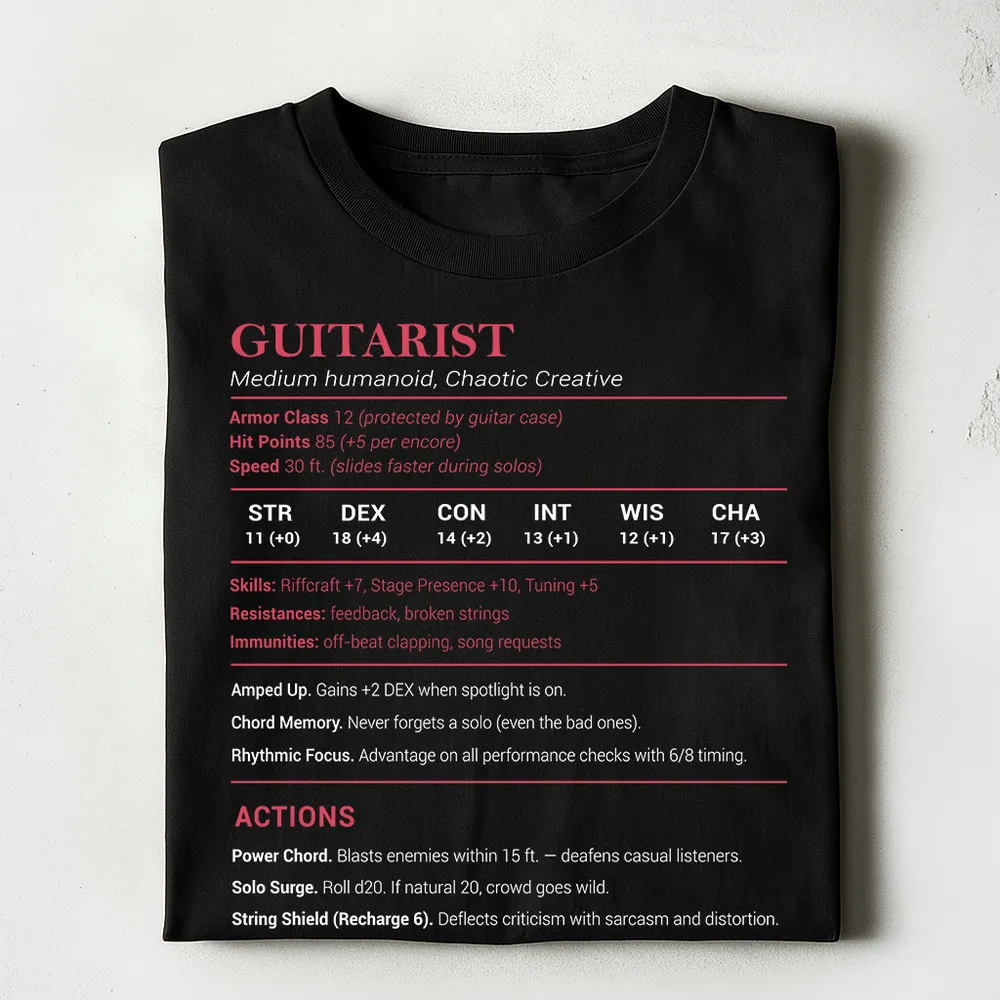 Guitarist Stats Classic Unisex T-Shirt - 1