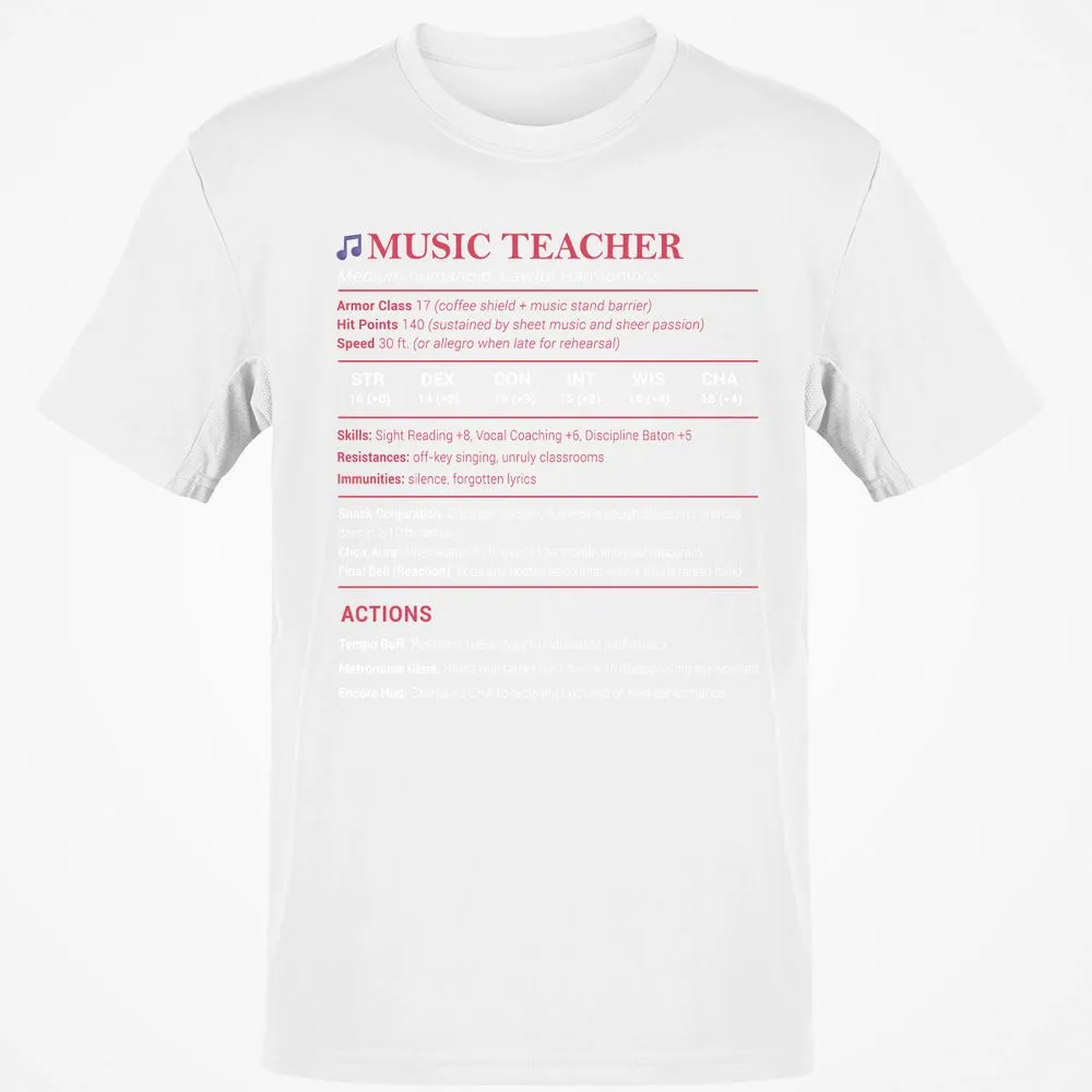 Music Teacher Classic Unisex T-Shirt - White - 12