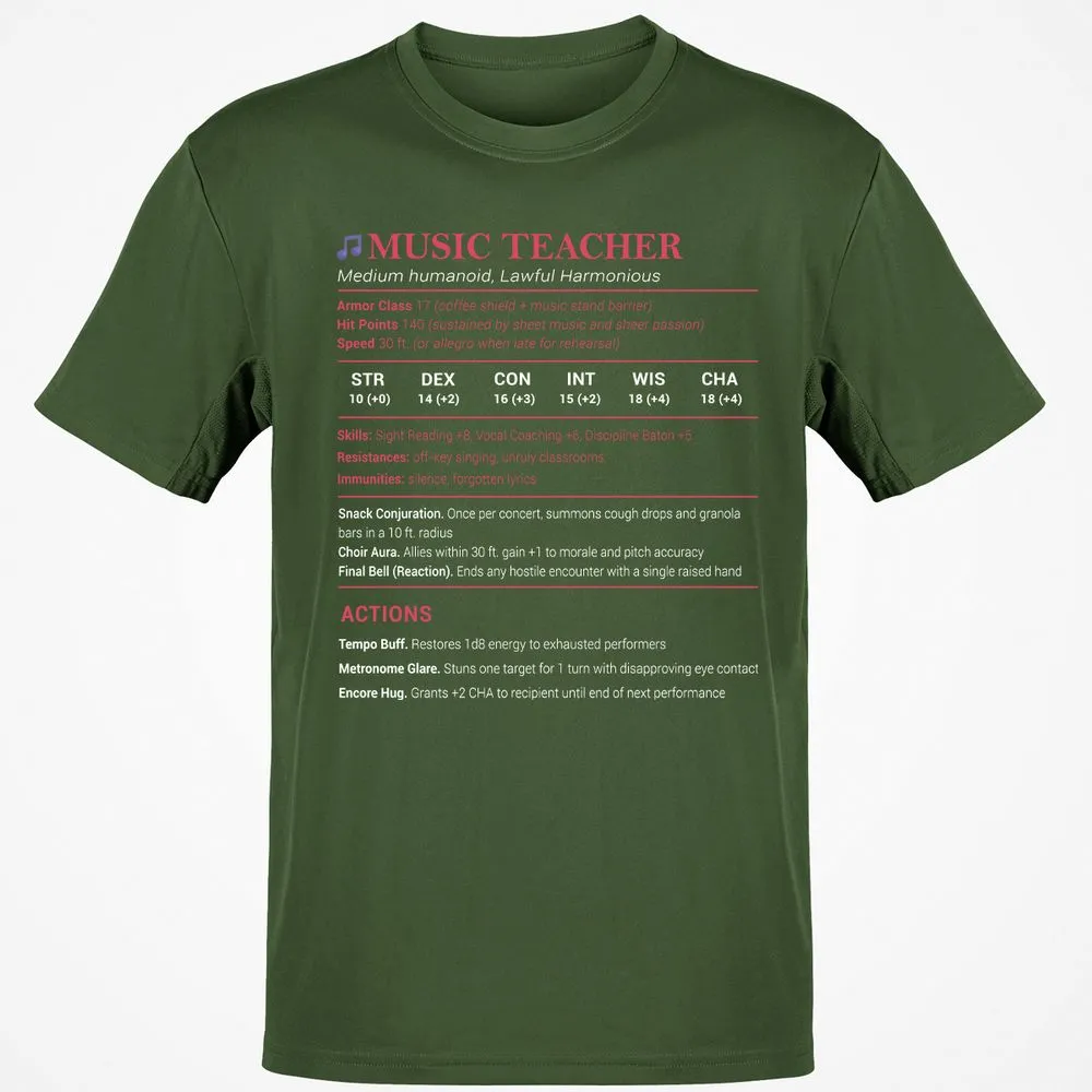 Music Teacher Classic Unisex T-Shirt - Military Green - 6